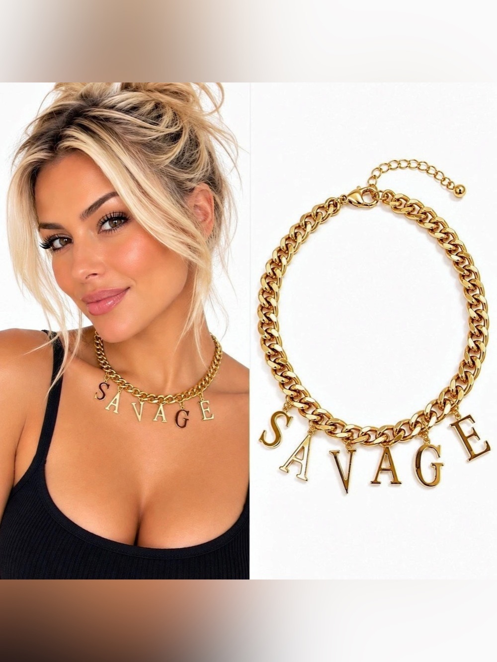 🤠❤️🔥 SAVAGE Gold Statement Charm Necklace | Chunky Chain